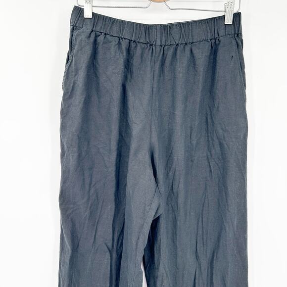 Madewell Womens Beachy‎ Lounge Linen Blend Pull On Wide Leg Pants Size M Black - Picture 2 of 9